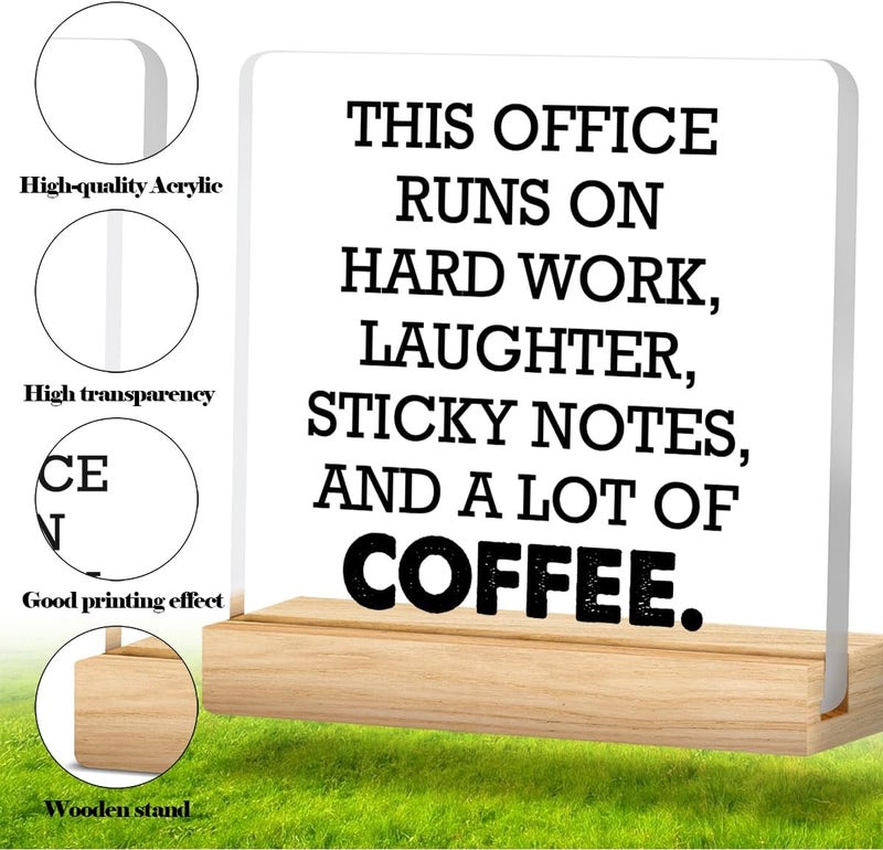 Zauly Office Desk Sign, Funny Office Gift Ideas, Coworker Gifts for Women Men, This Office Runs on Hard Work Acrylic Desk Sign Decor - Image 2